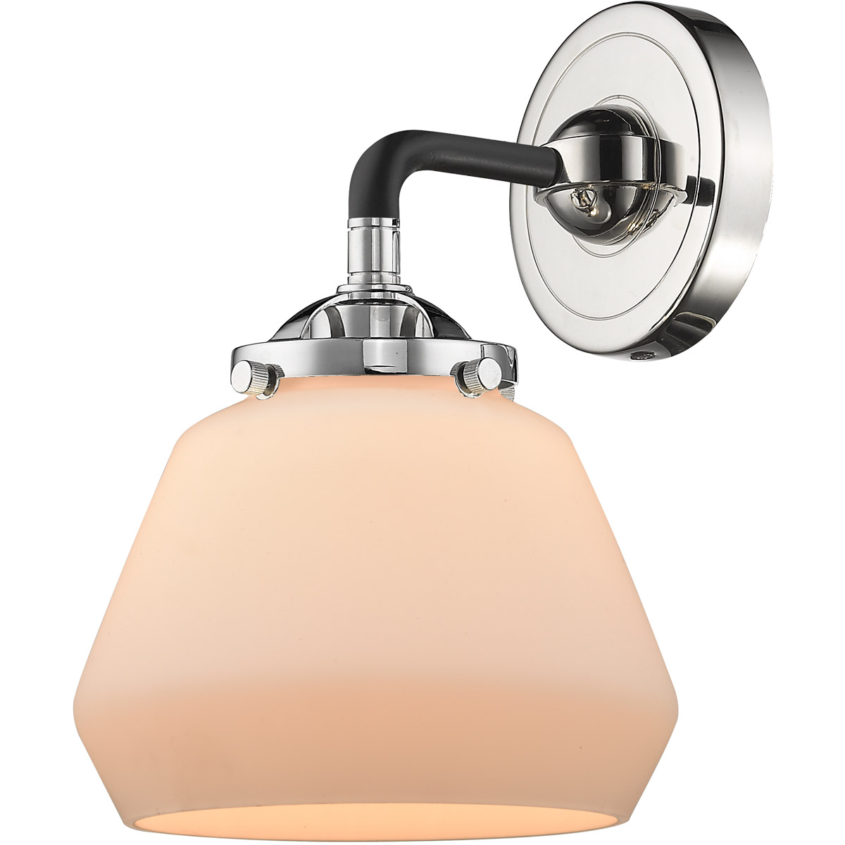 Innovations Lighting 284-1W-BPN-G171-LED Nouveau Fulton LED 7 inch Black Polished Nickel Sconce Wall Light in Matte White Glass, Nouveau