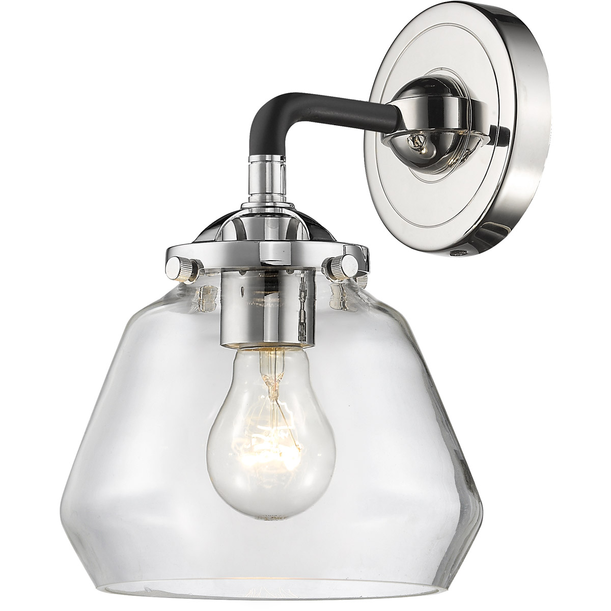 Innovations Lighting 284-1W-BPN-G172-LED Nouveau Fulton LED 7 inch Black Polished Nickel Sconce Wall Light in Clear Glass, Nouveau