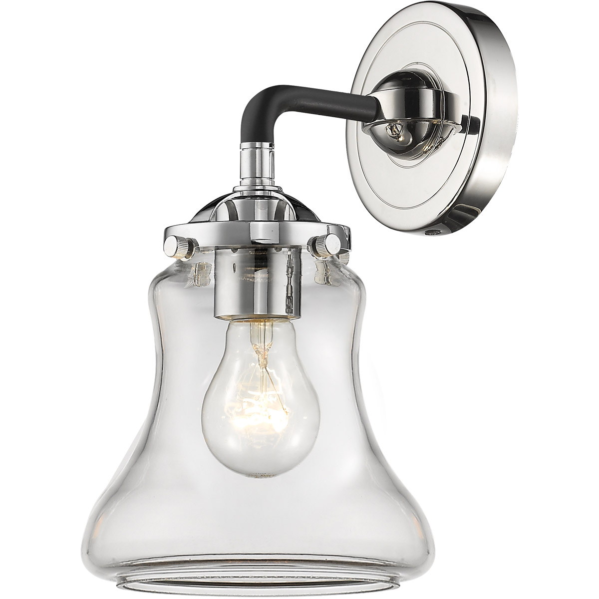 Innovations Lighting 284-1W-BPN-G192-LED Nouveau Bellmont LED 6 inch Black Polished Nickel Sconce Wall Light in Clear Glass, Nouveau