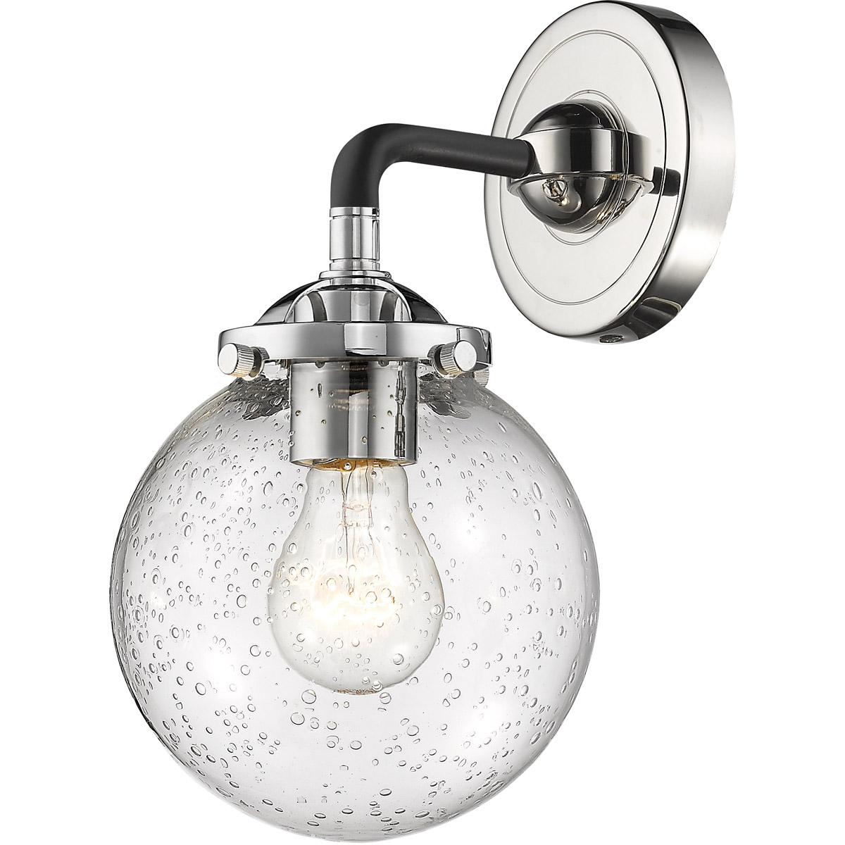Innovations Lighting 284-1W-BPN-G204-6-LED Nouveau Beacon LED 6 inch Black Polished Nickel Sconce Wall Light in Seedy Glass, Nouveau