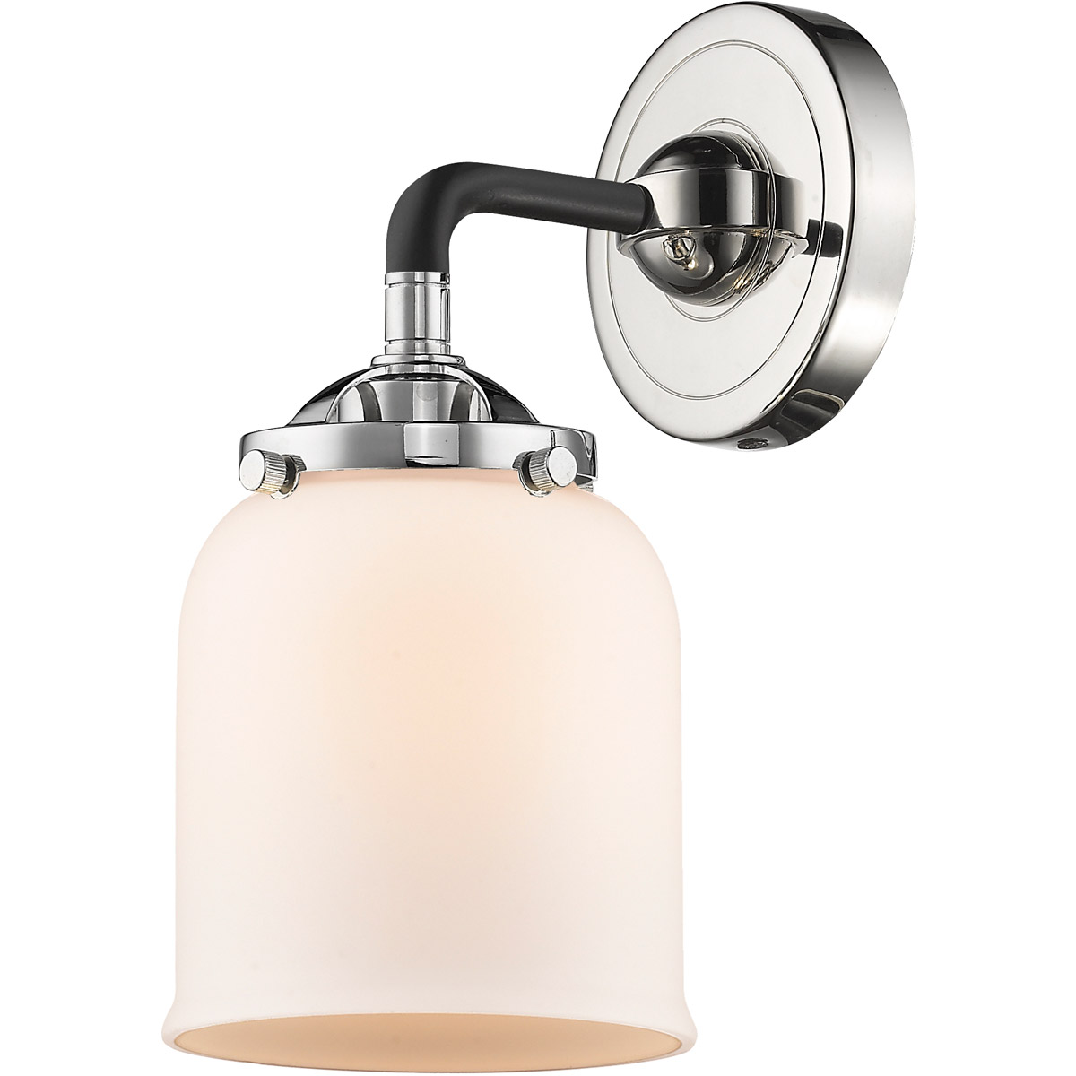 Innovations Lighting 284-1W-BPN-G51-LED Nouveau Small Bell LED 5 inch Black Polished Nickel Sconce Wall Light in Matte White Glass, Nouveau