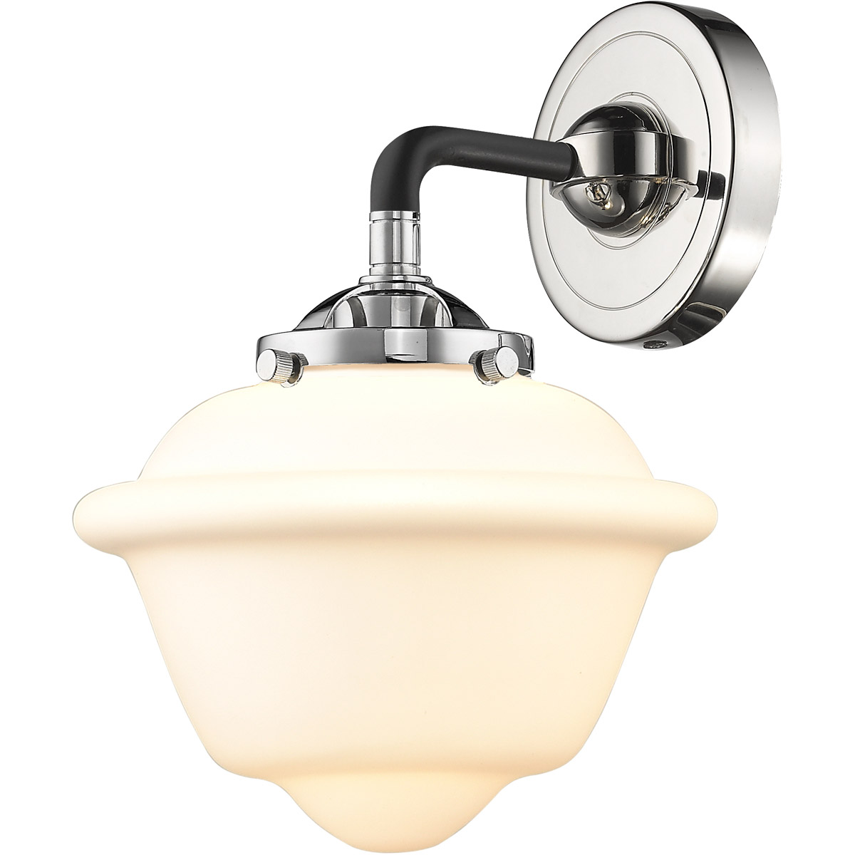 Innovations Lighting 284-1W-BPN-G531-LED Nouveau Small Oxford LED 7.5 inch Black Polished Nickel Sconce Wall Light in Matte White Glass, Nouveau
