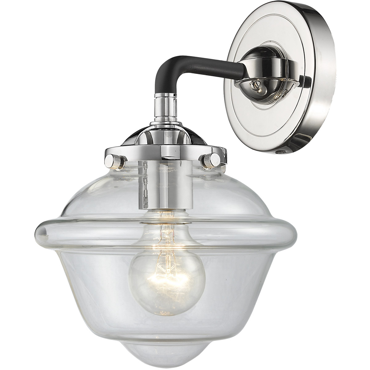 Innovations Lighting 284-1W-BPN-G532-LED Nouveau Small Oxford LED 7.5 inch Black Polished Nickel Sconce Wall Light in Clear Glass, Nouveau