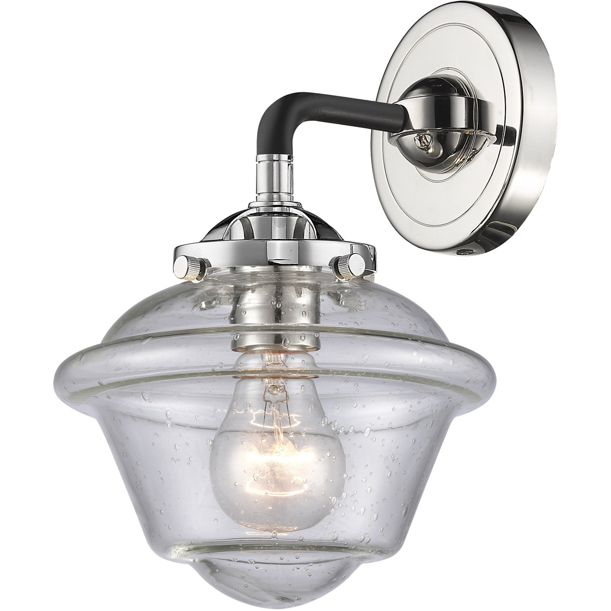 Innovations Lighting 284-1W-BPN-G534-LED Nouveau Small Oxford LED 7.5 inch Black Polished Nickel Sconce Wall Light in Seedy Glass, Nouveau