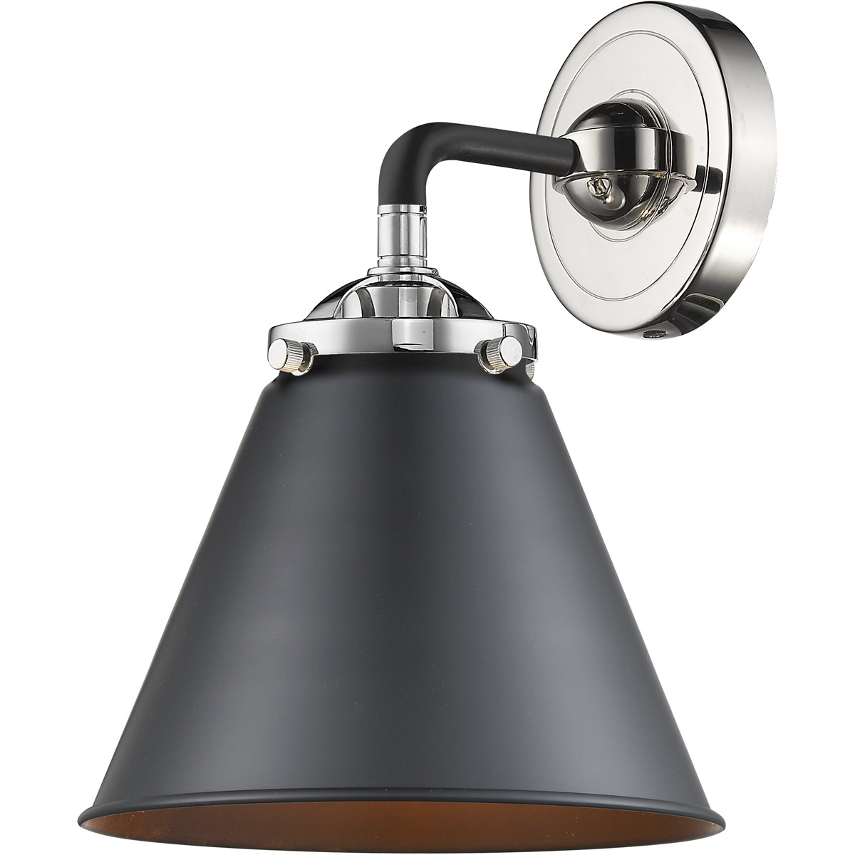 Innovations Lighting 284-1W-BPN-M13-BK-LED Nouveau Appalachian LED 8 inch Black Polished Nickel Sconce Wall Light in Matte Black, Nouveau