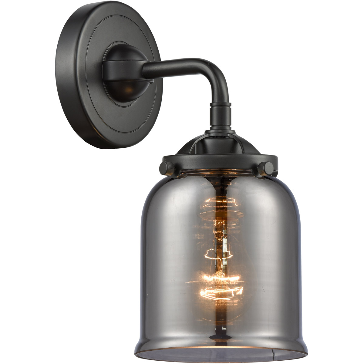Innovations Lighting 284-1W-OB-G53 Nouveau Small Bell 1 Light 5 inch Oil Rubbed Bronze Sconce Wall Light in Light Smoke Glass, Nouveau