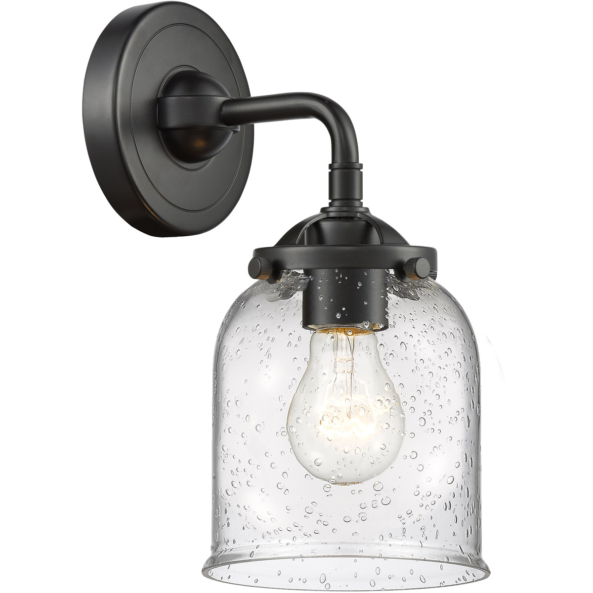 Innovations Lighting 284-1W-OB-G54 Nouveau Small Bell 1 Light 5 inch Oil Rubbed Bronze Sconce Wall Light in Seedy Glass, Nouveau