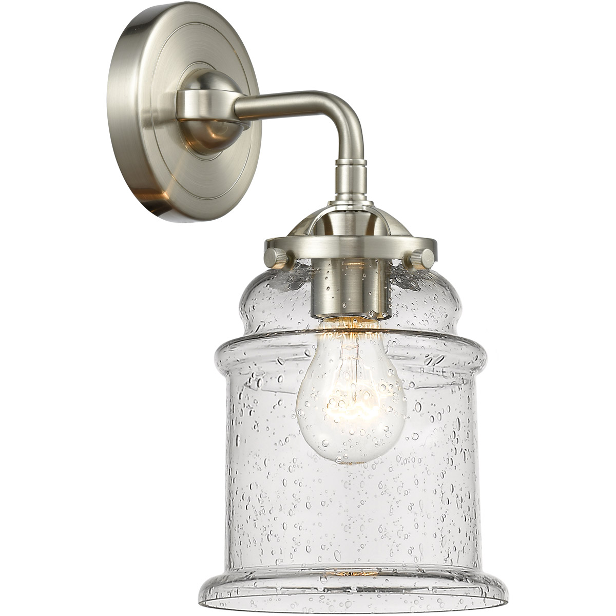 Innovations Lighting 284-1W-SN-G184S Nouveau Small Canton 1 Light 5 inch Brushed Satin Nickel Sconce Wall Light in Seedy Glass, Nouveau