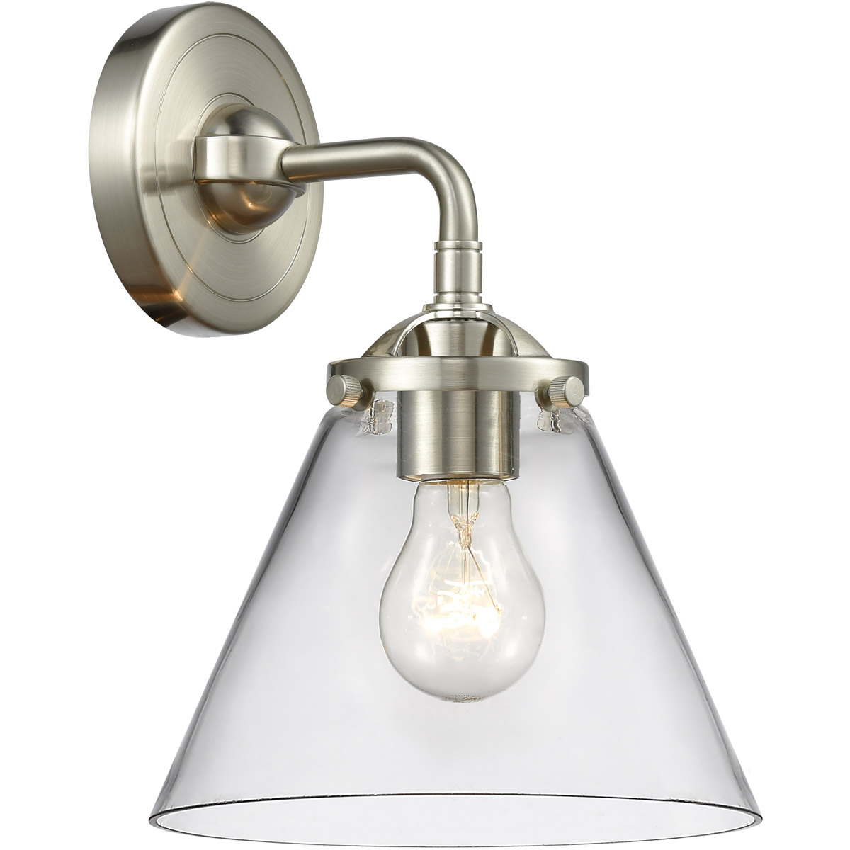 Innovations Lighting 284-1W-SN-G42 Nouveau Large Cone 1 Light 8 inch Brushed Satin Nickel Sconce Wall Light in Clear Glass, Nouveau
