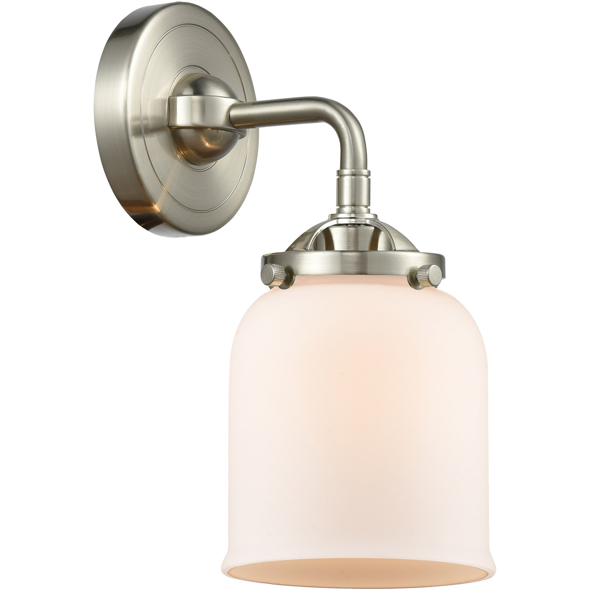Innovations Lighting 284-1W-SN-G51 Nouveau Small Bell 1 Light 5 inch Brushed Satin Nickel Sconce Wall Light in Matte White Glass, Nouveau