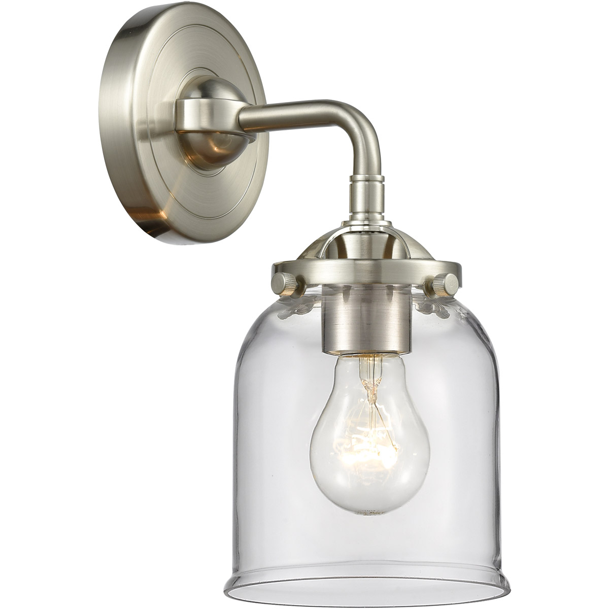 Innovations Lighting 284-1W-SN-G52 Nouveau Small Bell 1 Light 5 inch Brushed Satin Nickel Sconce Wall Light in Clear Glass, Nouveau