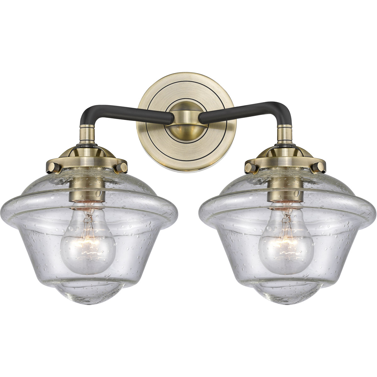 Innovations Lighting 284-2W-BAB-G534 Nouveau Small Oxford 2 Light 16 inch Black Antique Brass Bath Vanity Light Wall Light in Seedy Glass, Nouveau