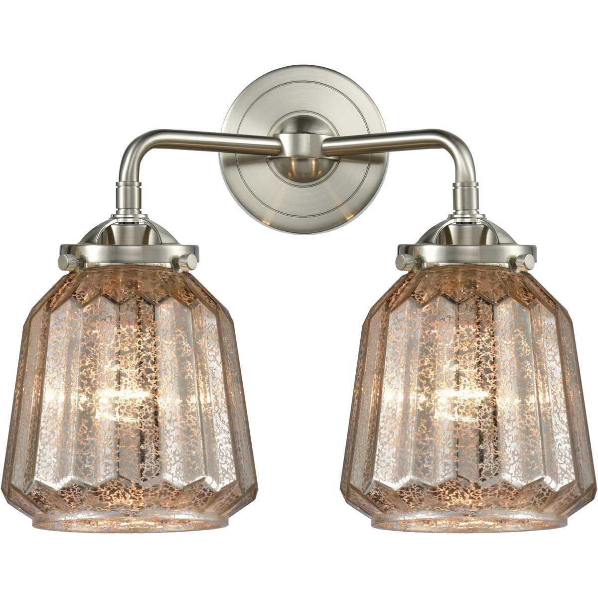 Innovations Lighting 284-2W-SN-G146 Nouveau Chatham 2 Light 14 inch Brushed Satin Nickel Bath Vanity Light Wall Light in Mercury Glass, Nouveau