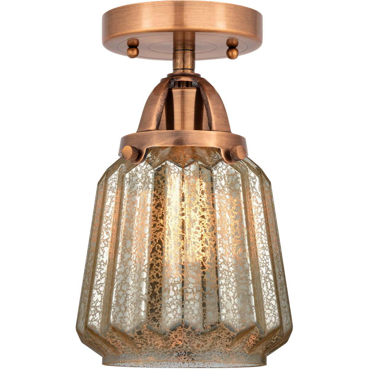 Innovations Lighting 288-1C-AC-G146 Nouveau 2 Chatham 1 Light 6 inch Antique Copper Semi-Flush Mount Ceiling Light in Mercury Glass