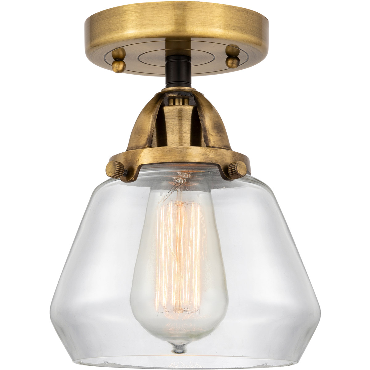 Innovations Lighting 288-1C-BAB-G172-LED Nouveau 2 Fulton LED 6.75 inch Black Antique Brass Semi-Flush Mount Ceiling Light in Clear Glass