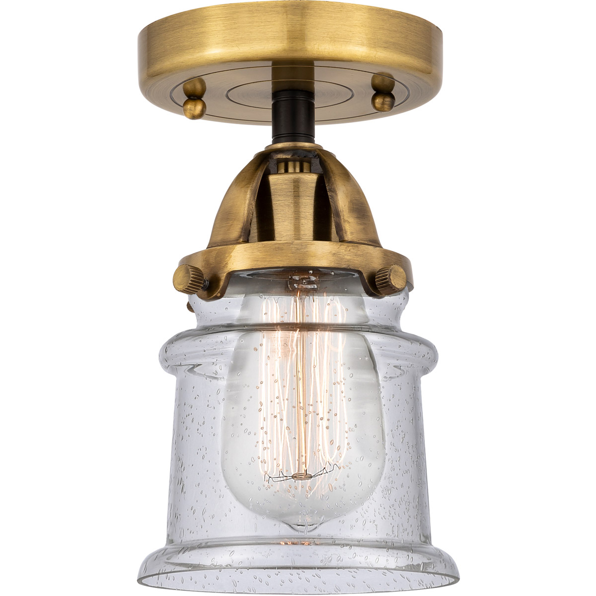 Innovations Lighting 288-1C-BAB-G184S-LED Nouveau 2 Small Canton LED 5.25 inch Black Antique Brass Semi-Flush Mount Ceiling Light in Seedy Glass