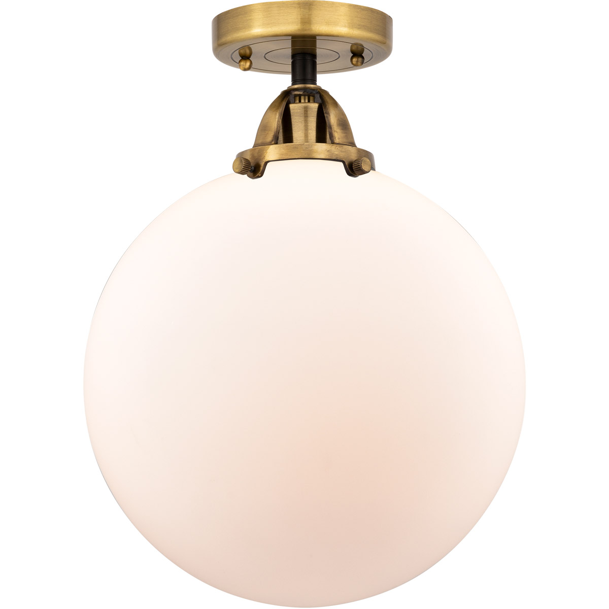 Innovations Lighting 288-1C-BAB-G201-12 Nouveau 2 Beacon 1 Light 12 inch Black Antique Brass Semi-Flush Mount Ceiling Light in Matte White Glass