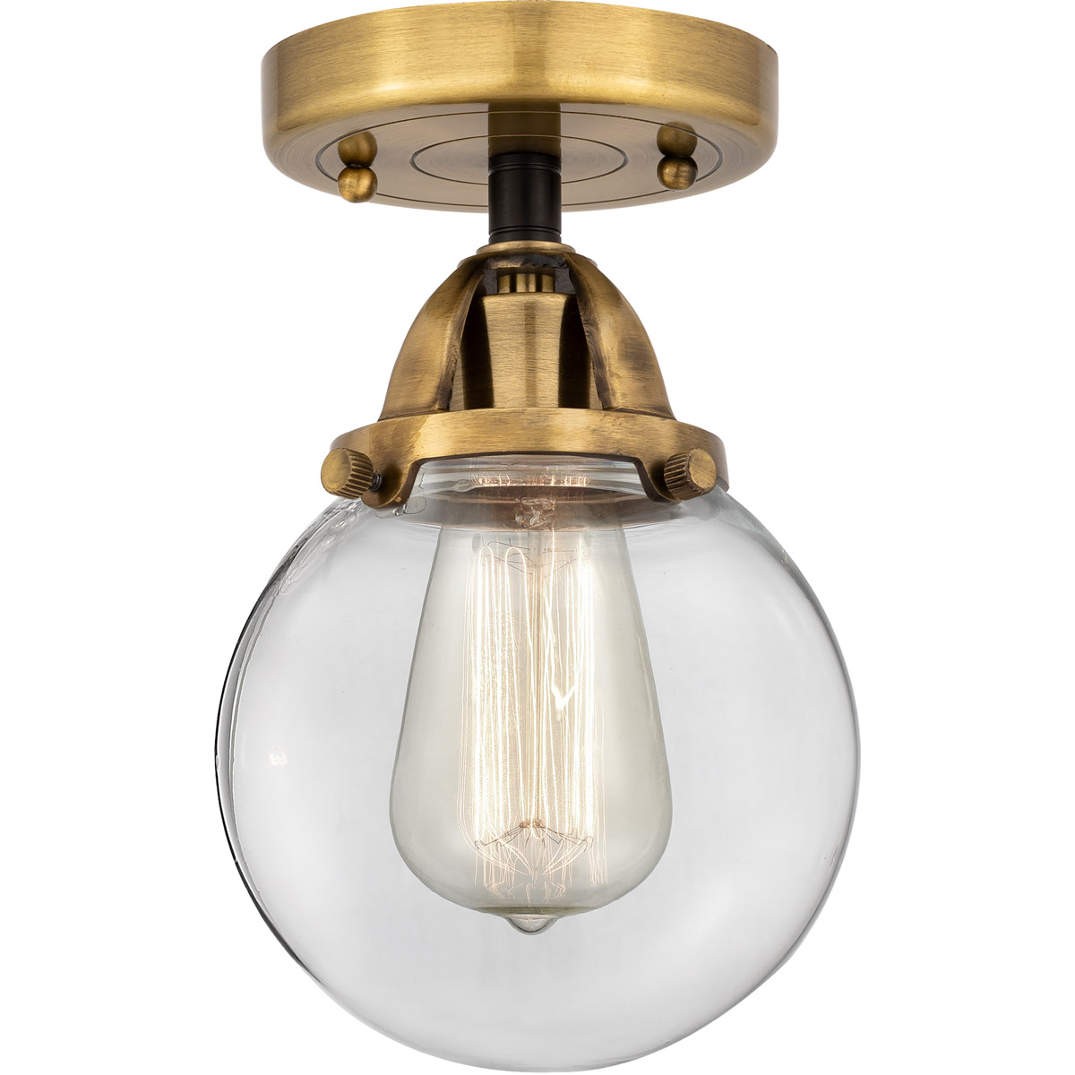 Innovations Lighting 288-1C-BAB-G202-6 Nouveau 2 Beacon 1 Light 6 inch Black Antique Brass Semi-Flush Mount Ceiling Light in Clear Glass