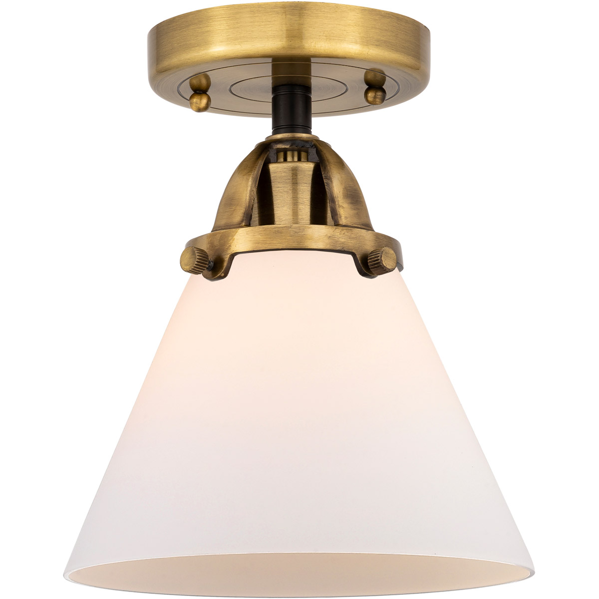 Innovations Lighting 288-1C-BAB-G41-LED Nouveau 2 Large Cone LED 7.75 inch Black Antique Brass Semi-Flush Mount Ceiling Light in Matte White Glass