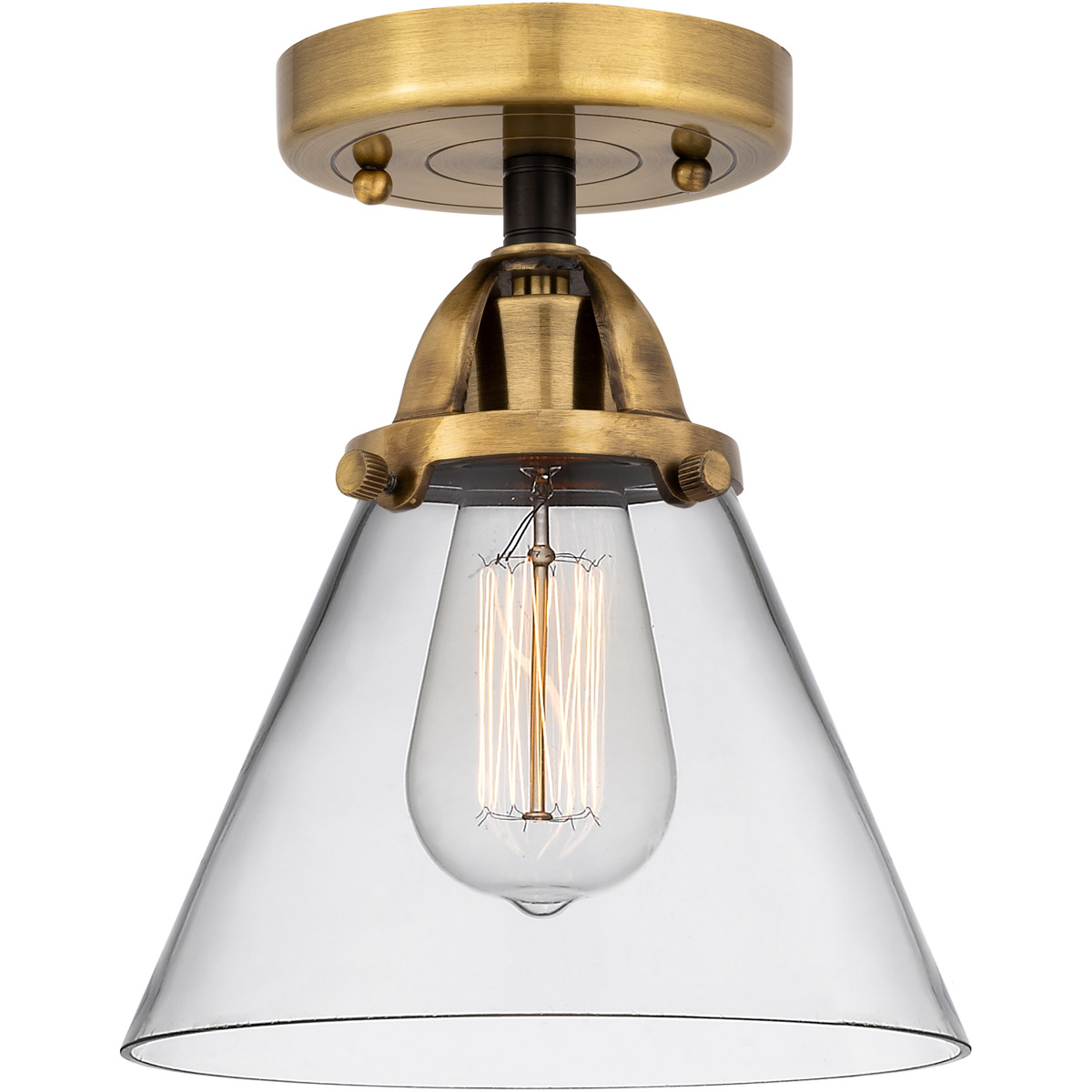 Innovations Lighting 288-1C-BAB-G42-LED Nouveau 2 Large Cone LED 7.75 inch Black Antique Brass Semi-Flush Mount Ceiling Light in Clear Glass