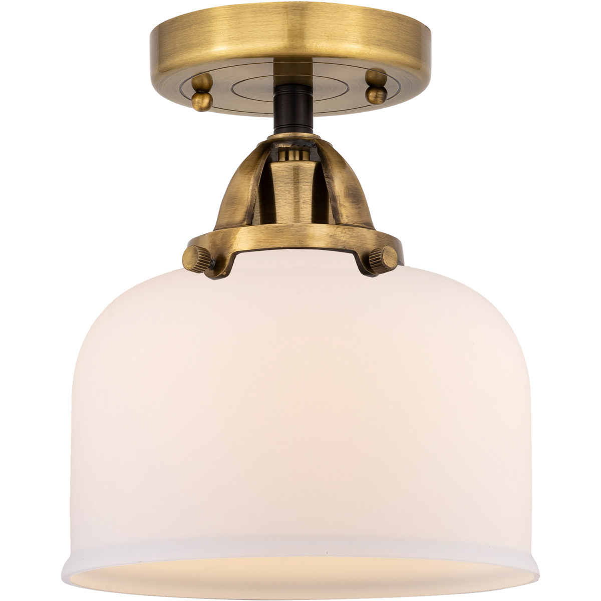 Innovations Lighting 288-1C-BAB-G71-LED Nouveau 2 Large Bell LED 8 inch Black Antique Brass Semi-Flush Mount Ceiling Light in Matte White Glass