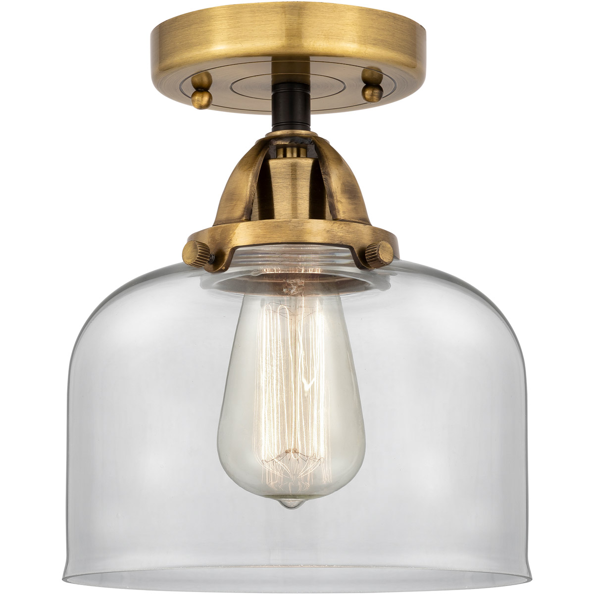 Innovations Lighting 288-1C-BAB-G72-LED Nouveau 2 Large Bell LED 8 inch Black Antique Brass Semi-Flush Mount Ceiling Light in Clear Glass