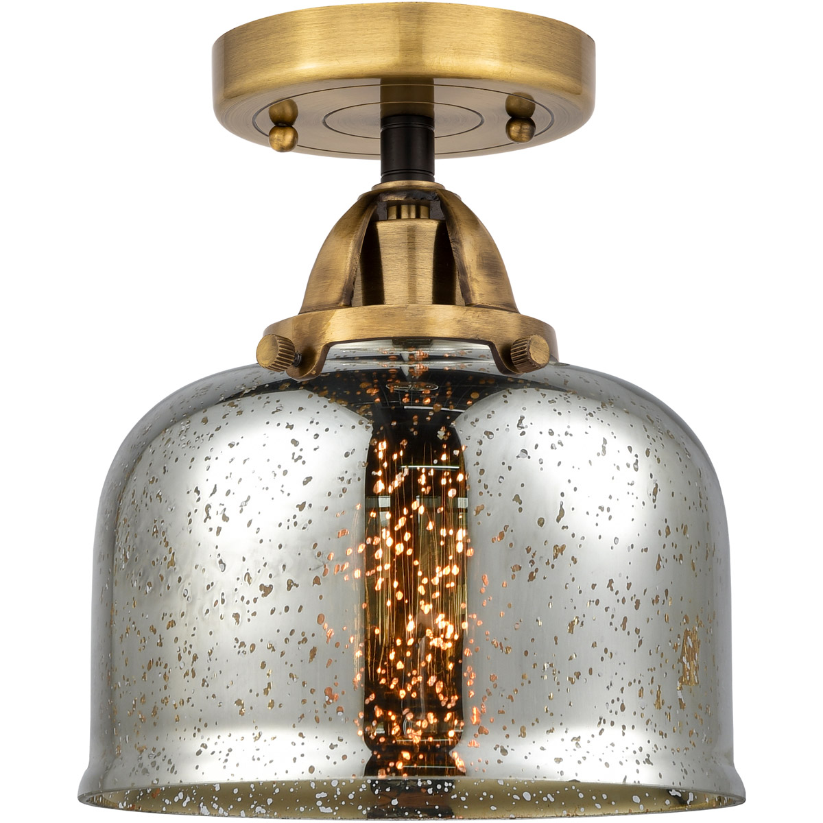 Innovations Lighting 288-1C-BAB-G78-LED Nouveau 2 Large Bell LED 8 inch Black Antique Brass Semi-Flush Mount Ceiling Light in Silver Plated Mercury Gl