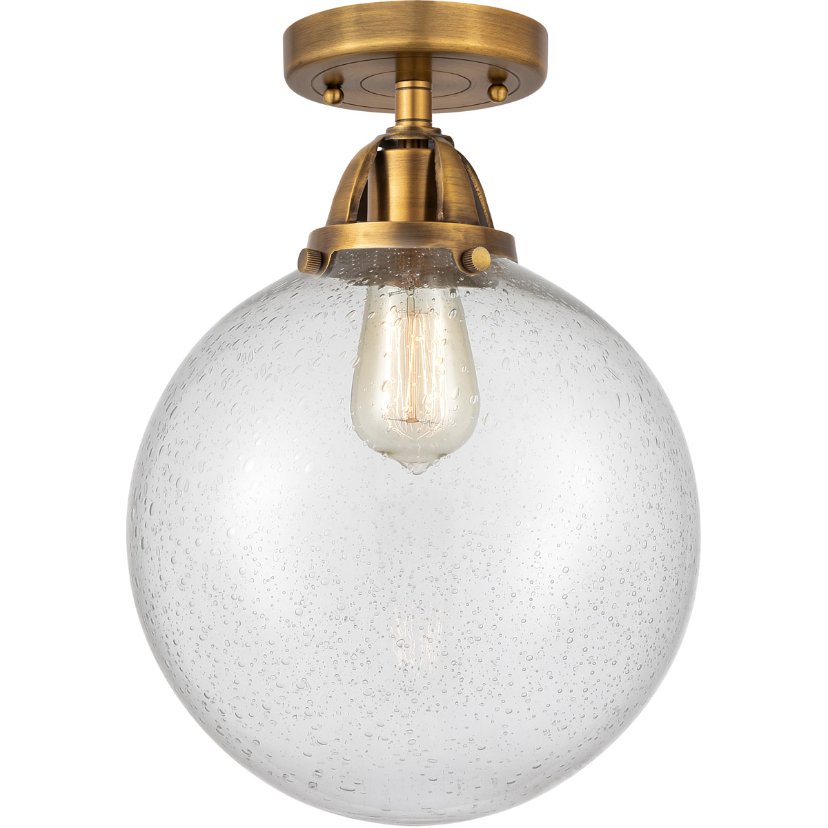 Innovations Lighting 288-1C-BB-G204-10-LED Nouveau 2 Beacon LED 10 inch Brushed Brass Semi-Flush Mount Ceiling Light in Seedy Glass