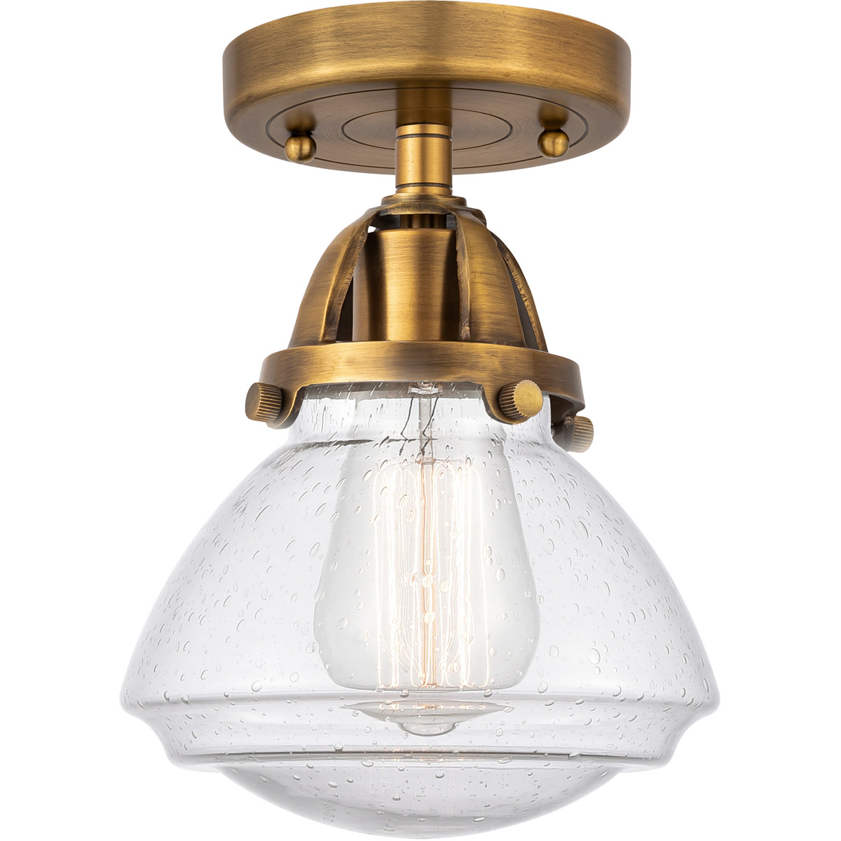 Innovations Lighting 288-1C-BB-G324-LED Nouveau 2 Olean LED 7 inch Brushed Brass Semi-Flush Mount Ceiling Light in Seedy Glass