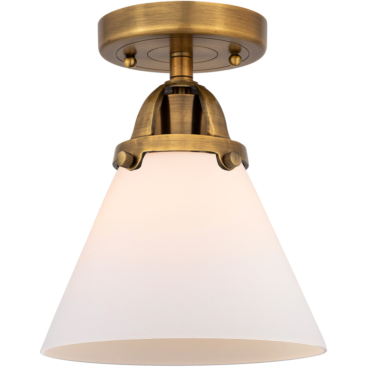 Innovations Lighting 288-1C-BB-G41-LED Nouveau 2 Large Cone LED 7.75 inch Brushed Brass Semi-Flush Mount Ceiling Light in Matte White Glass