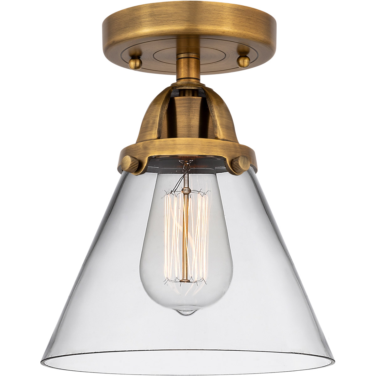 Innovations Lighting 288-1C-BB-G42-LED Nouveau 2 Large Cone LED 7.75 inch Brushed Brass Semi-Flush Mount Ceiling Light in Clear Glass