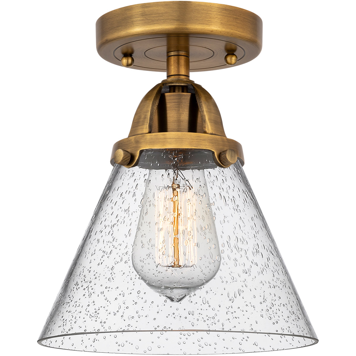 Innovations Lighting 288-1C-BB-G44-LED Nouveau 2 Large Cone LED 7.75 inch Brushed Brass Semi-Flush Mount Ceiling Light in Seedy Glass