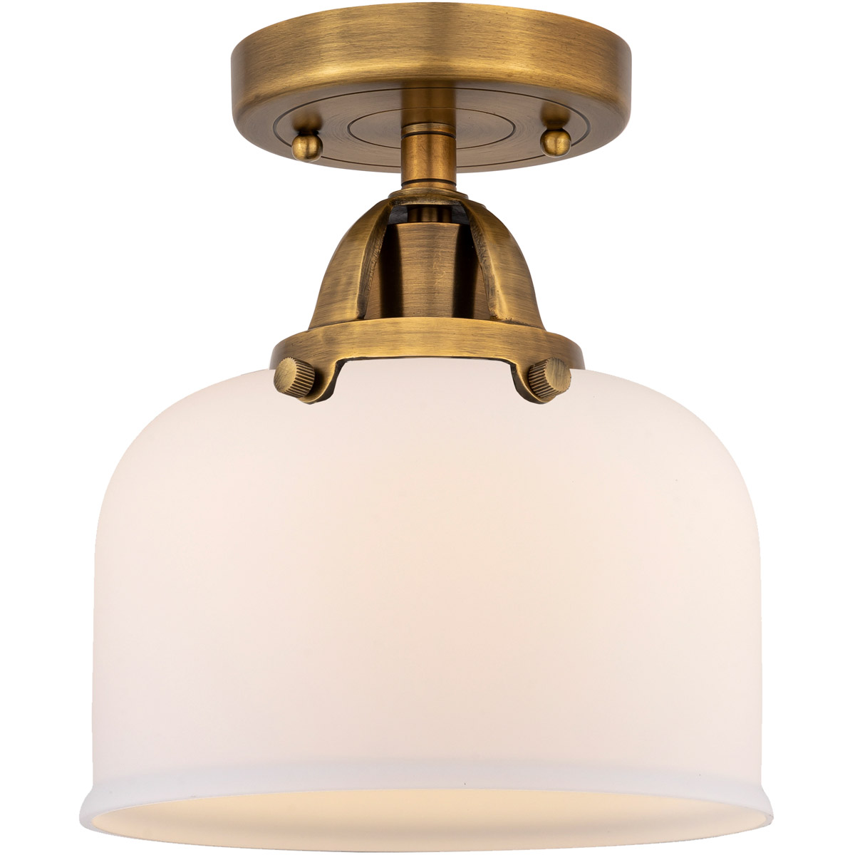 Innovations Lighting 288-1C-BB-G71-LED Nouveau 2 Large Bell LED 8 inch Brushed Brass Semi-Flush Mount Ceiling Light in Matte White Glass