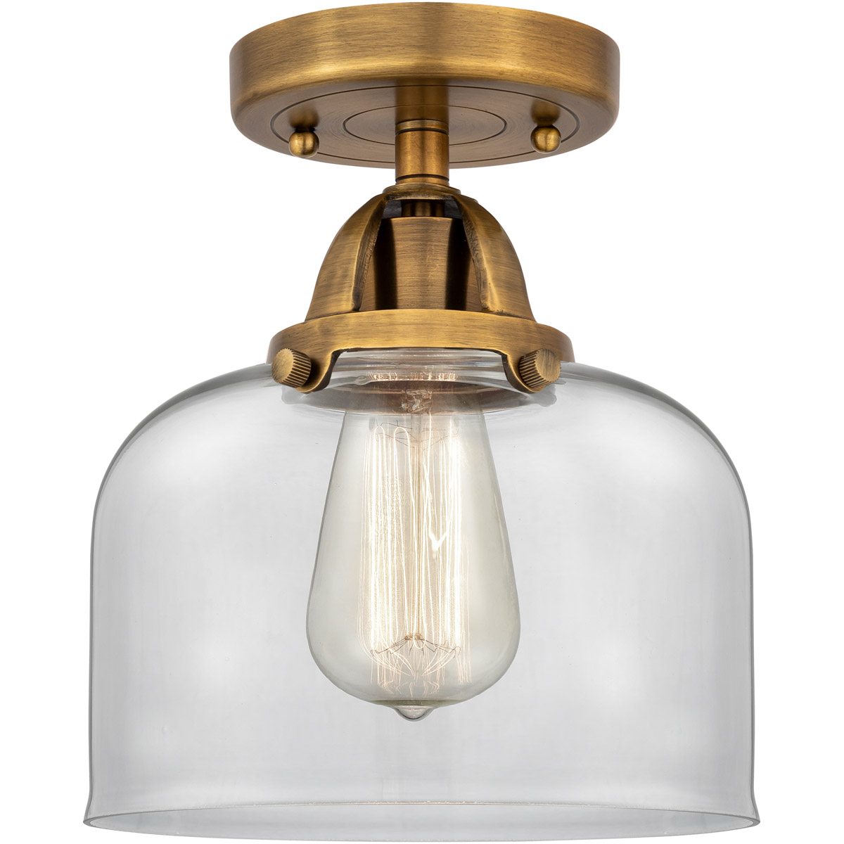 Innovations Lighting 288-1C-BB-G72-LED Nouveau 2 Large Bell LED 8 inch Brushed Brass Semi-Flush Mount Ceiling Light in Clear Glass