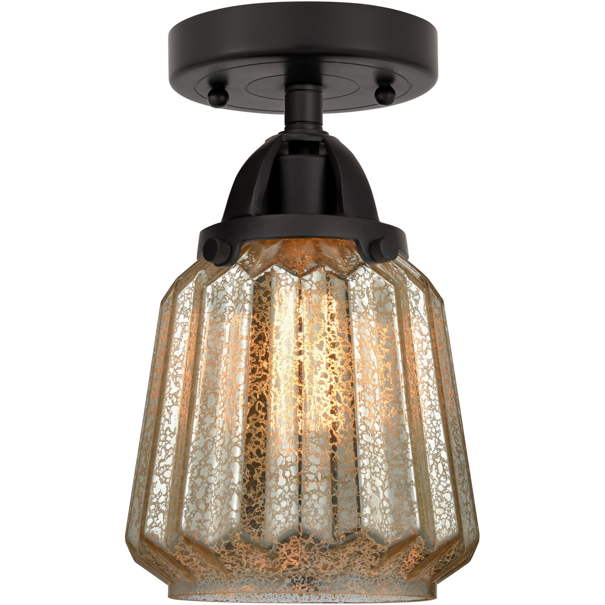 Innovations Lighting 288-1C-BK-G146-LED Nouveau 2 Chatham LED 6 inch Matte Black Semi-Flush Mount Ceiling Light in Mercury Glass