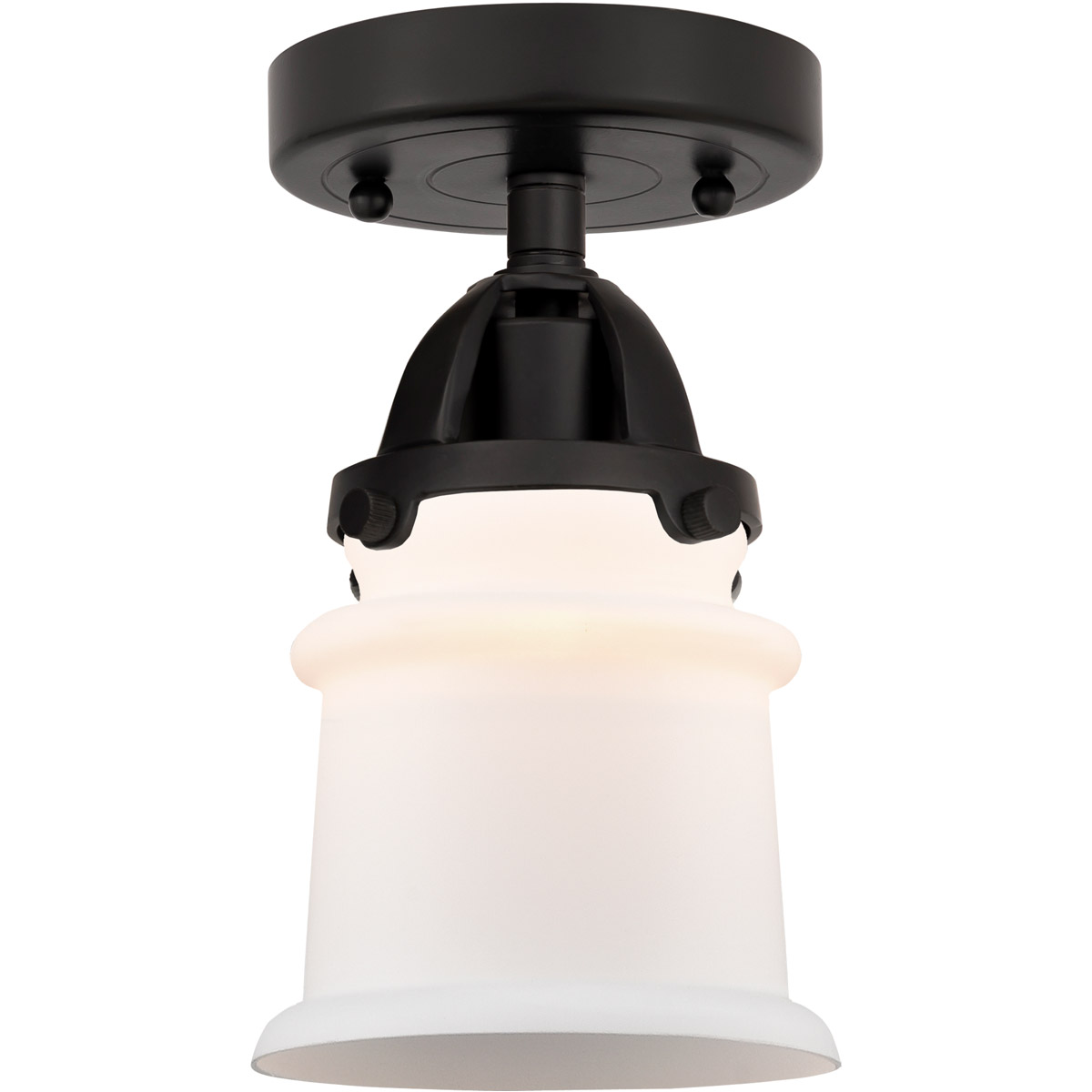 Innovations Lighting 288-1C-BK-G181S Nouveau 2 Small Canton 1 Light 5 inch Matte Black Semi-Flush Mount Ceiling Light in Matte White Glass