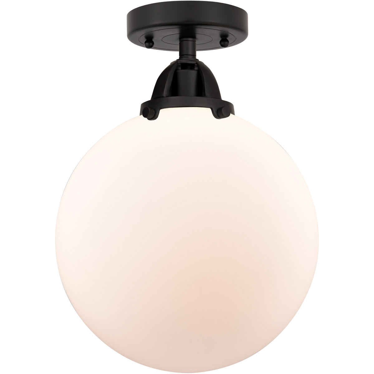 Innovations Lighting 288-1C-BK-G201-10 Nouveau 2 Beacon 1 Light 10 inch Matte Black Semi-Flush Mount Ceiling Light in Matte White Glass
