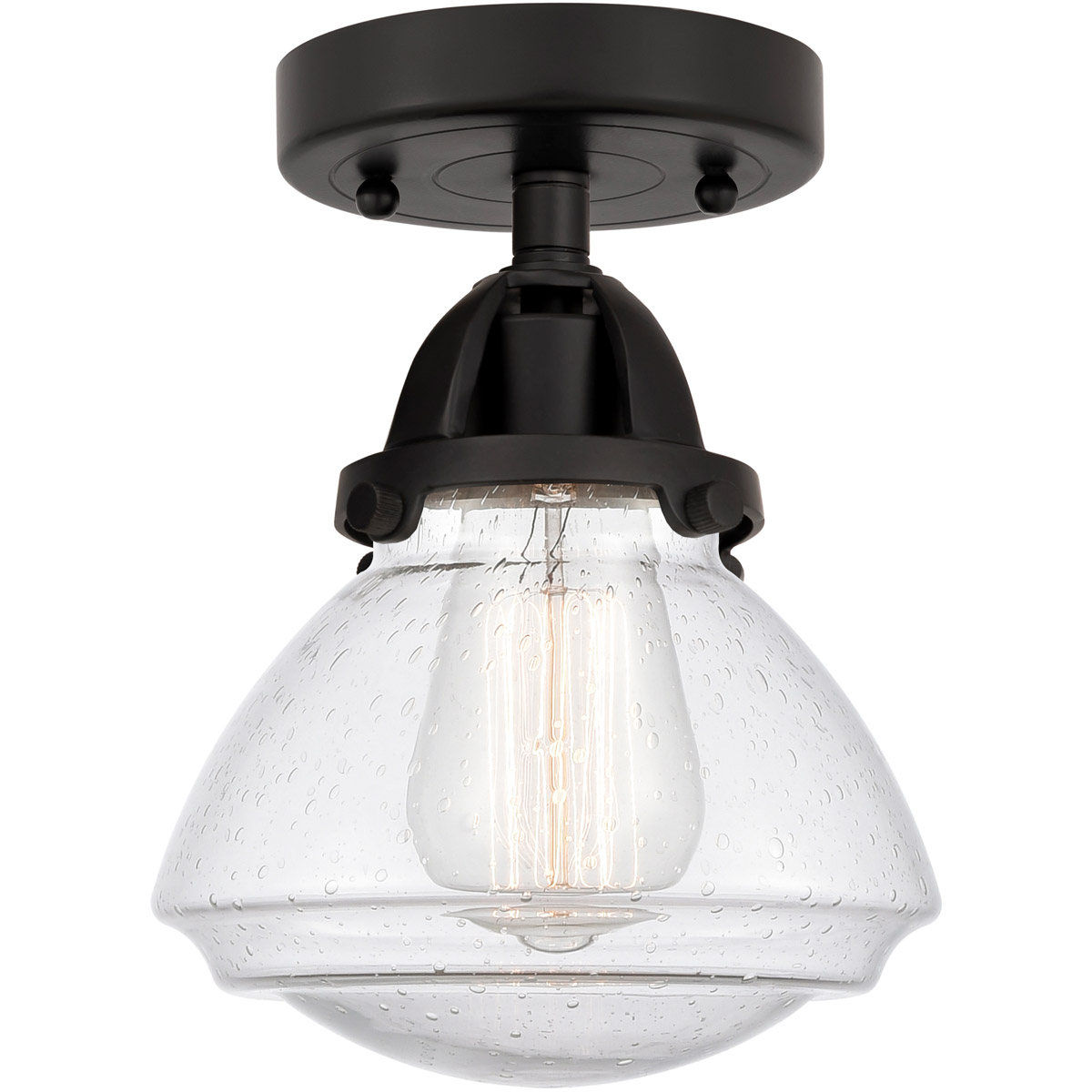 Innovations Lighting 288-1C-BK-G324 Nouveau 2 Olean 1 Light 7 inch Matte Black Semi-Flush Mount Ceiling Light in Seedy Glass