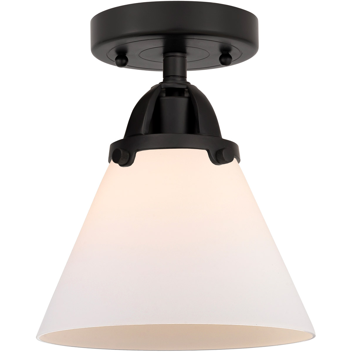 Innovations Lighting 288-1C-BK-G41 Nouveau 2 Large Cone 1 Light 8 inch Matte Black Semi-Flush Mount Ceiling Light in Matte White Glass