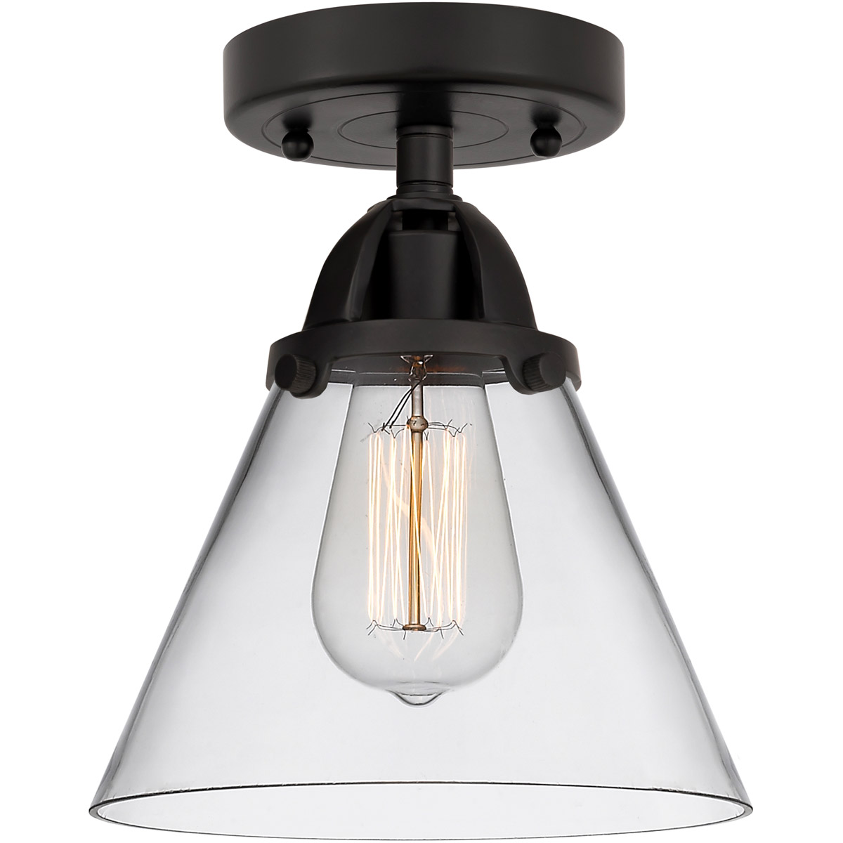 Innovations Lighting 288-1C-BK-G42-LED Nouveau 2 Large Cone LED 7.75 inch Matte Black Semi-Flush Mount Ceiling Light in Clear Glass