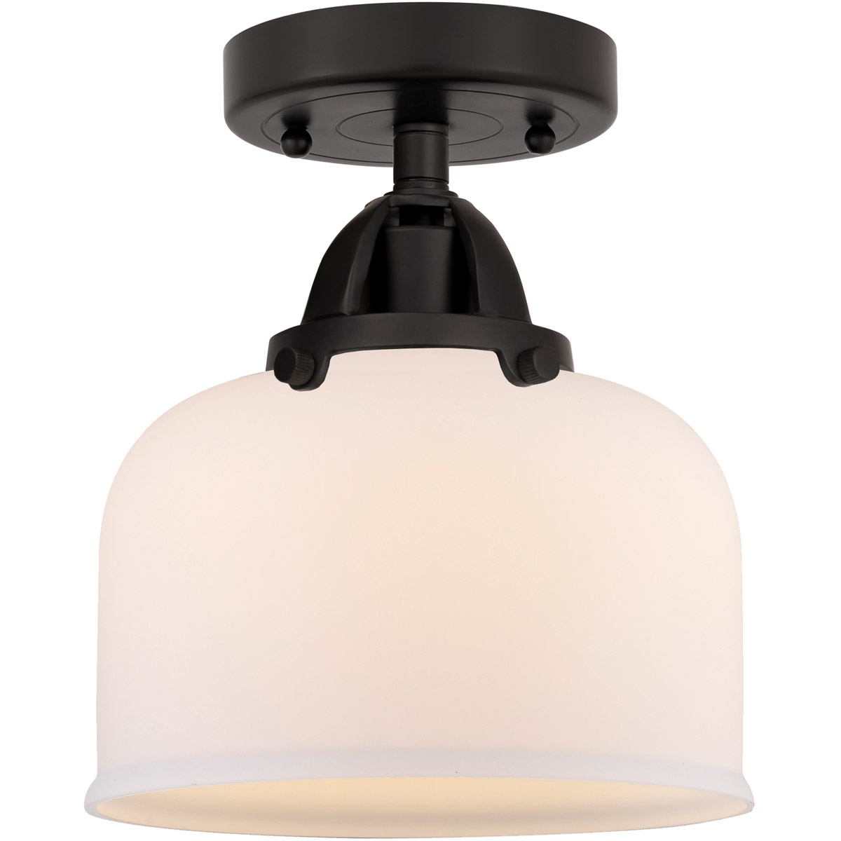 Innovations Lighting 288-1C-BK-G71-LED Nouveau 2 Large Bell LED 8 inch Matte Black Semi-Flush Mount Ceiling Light in Matte White Glass