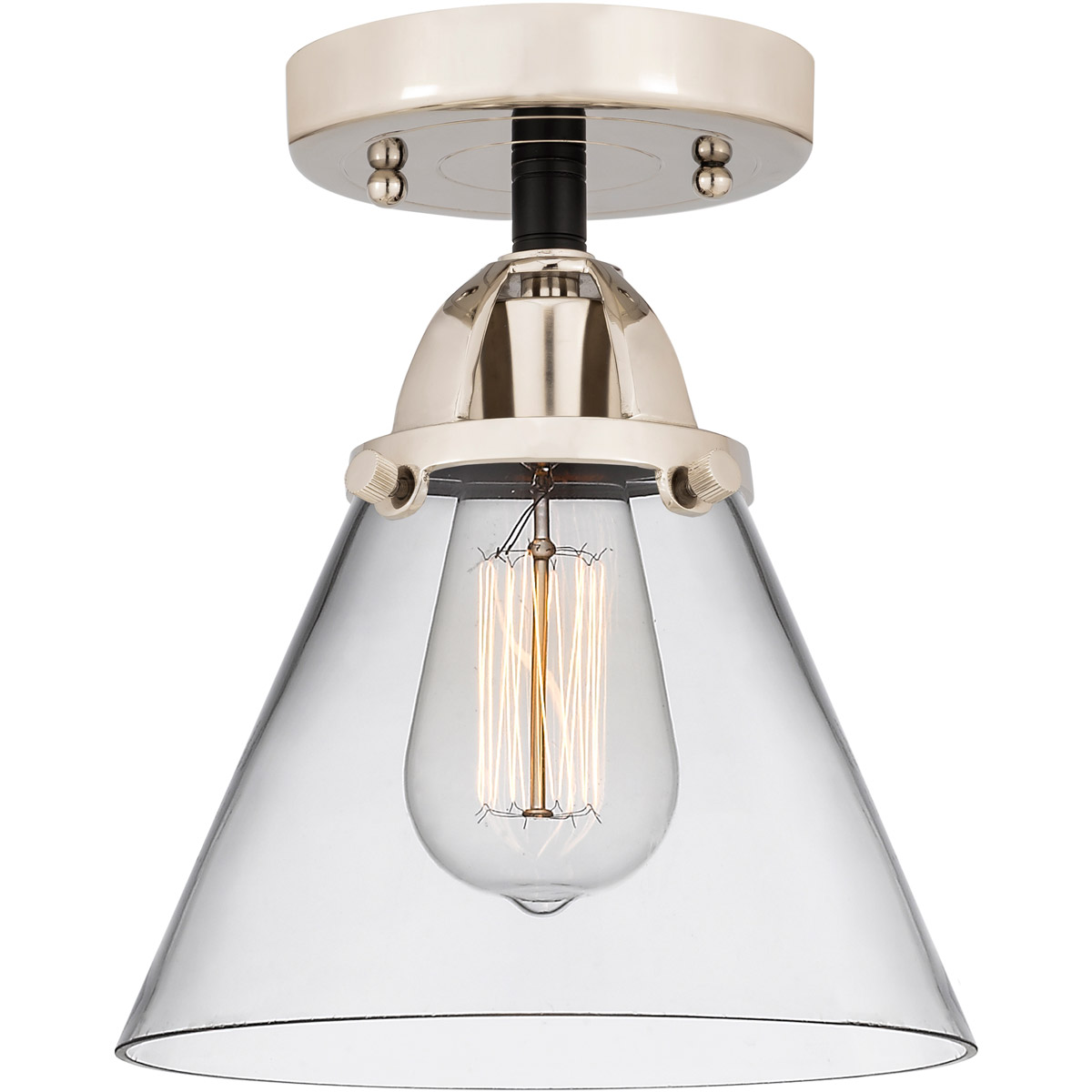 Innovations Lighting 288-1C-BPN-G42-LED Nouveau 2 Large Cone LED 7.75 inch Black Polished Nickel Semi-Flush Mount Ceiling Light in Clear Glass