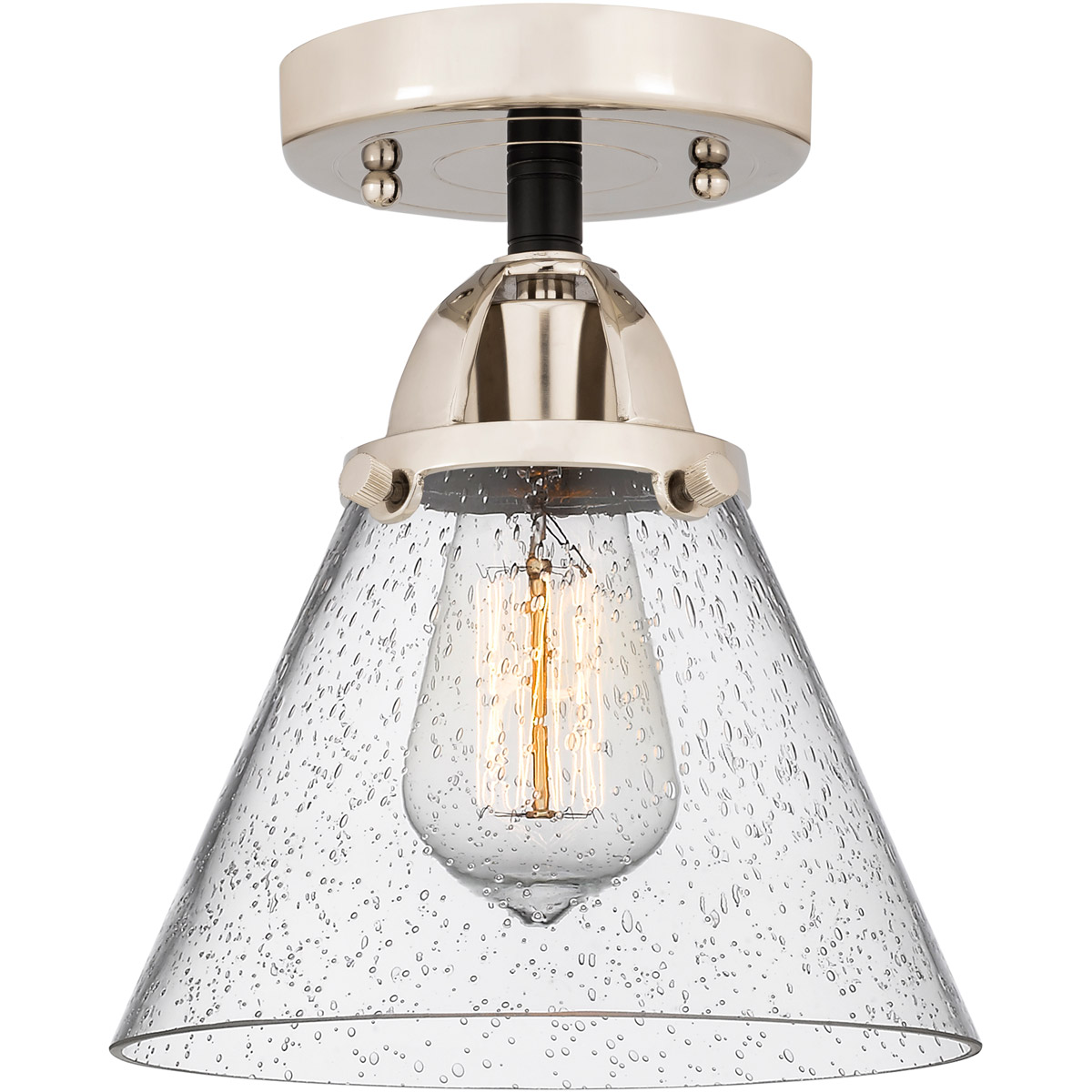 Innovations Lighting 288-1C-BPN-G44-LED Nouveau 2 Large Cone LED 7.75 inch Black Polished Nickel Semi-Flush Mount Ceiling Light in Seedy Glass