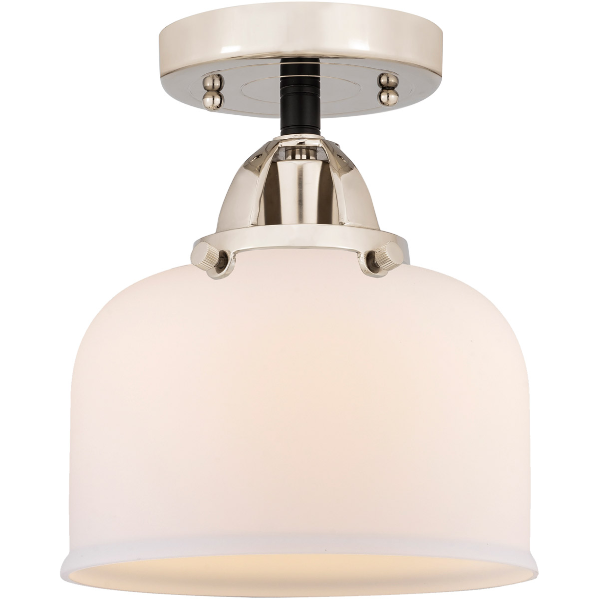 Innovations Lighting 288-1C-BPN-G71-LED Nouveau 2 Large Bell LED 8 inch Black Polished Nickel Semi-Flush Mount Ceiling Light in Matte White Glass