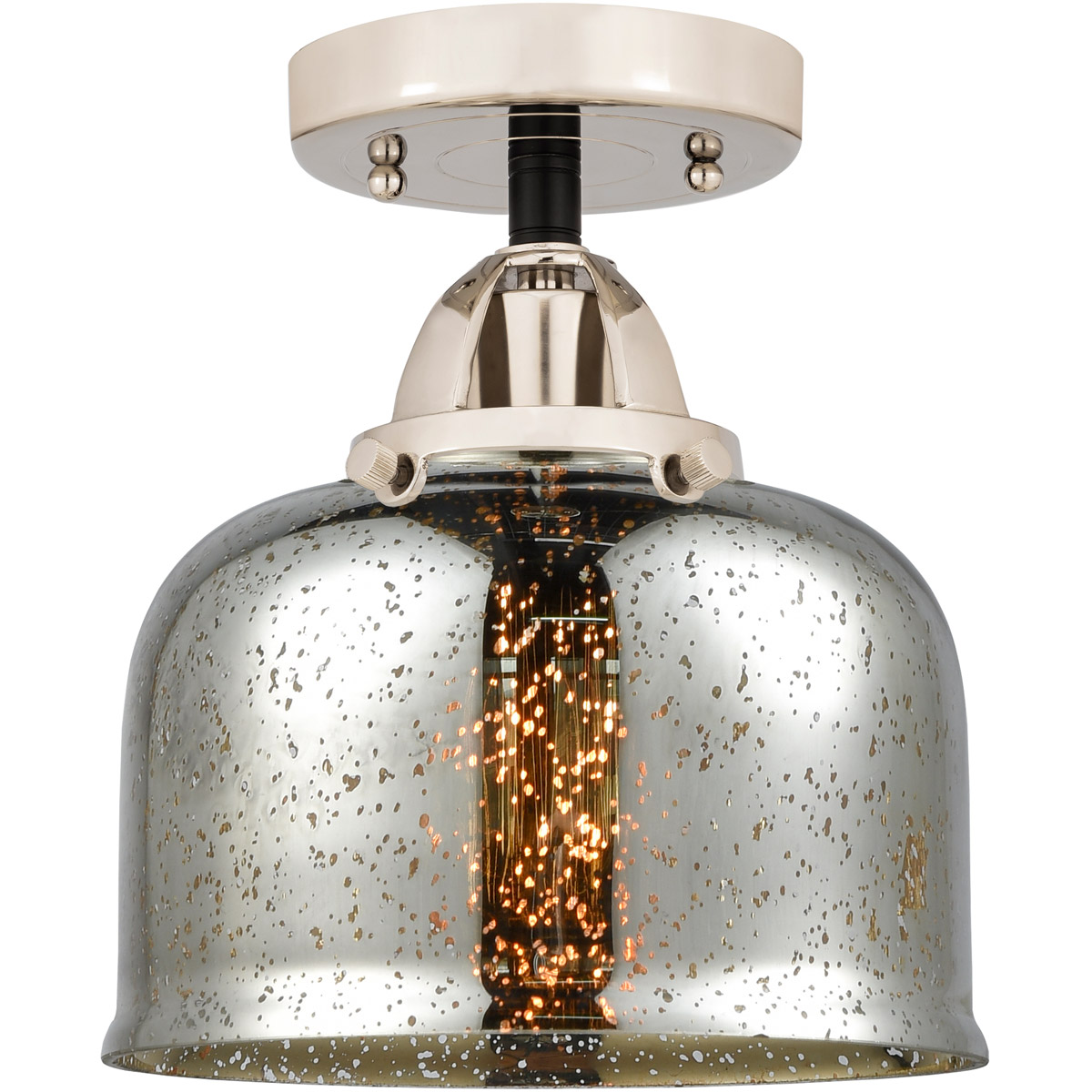 Innovations Lighting 288-1C-BPN-G78-LED Nouveau 2 Large Bell LED 8 inch Black Polished Nickel Semi-Flush Mount Ceiling Light in Silver Plated Mercury
