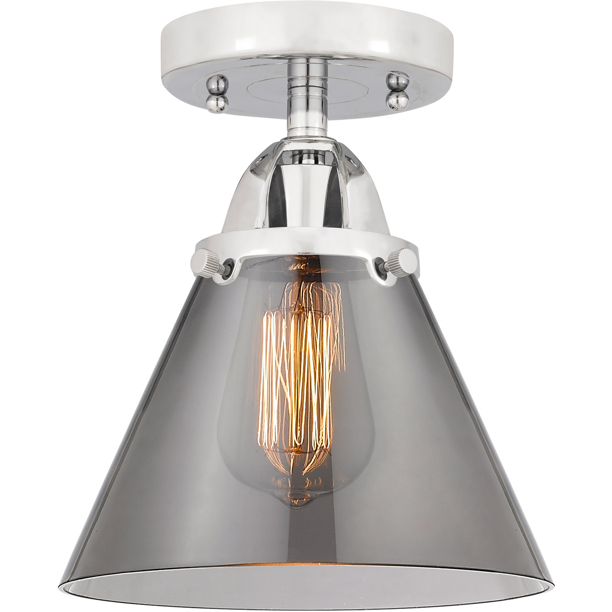 Innovations Lighting 288-1C-PC-G43-LED Nouveau 2 Large Cone LED 7.75 inch Polished Chrome Semi-Flush Mount Ceiling Light in Light Smoke Glass