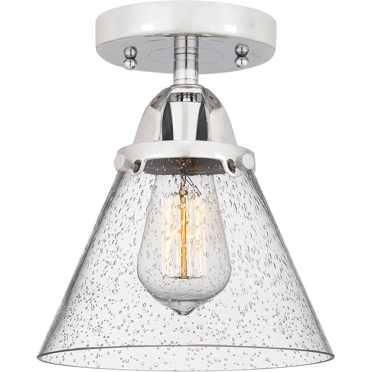 Innovations Lighting 288-1C-PC-G44-LED Nouveau 2 Large Cone LED 7.75 inch Polished Chrome Semi-Flush Mount Ceiling Light in Seedy Glass