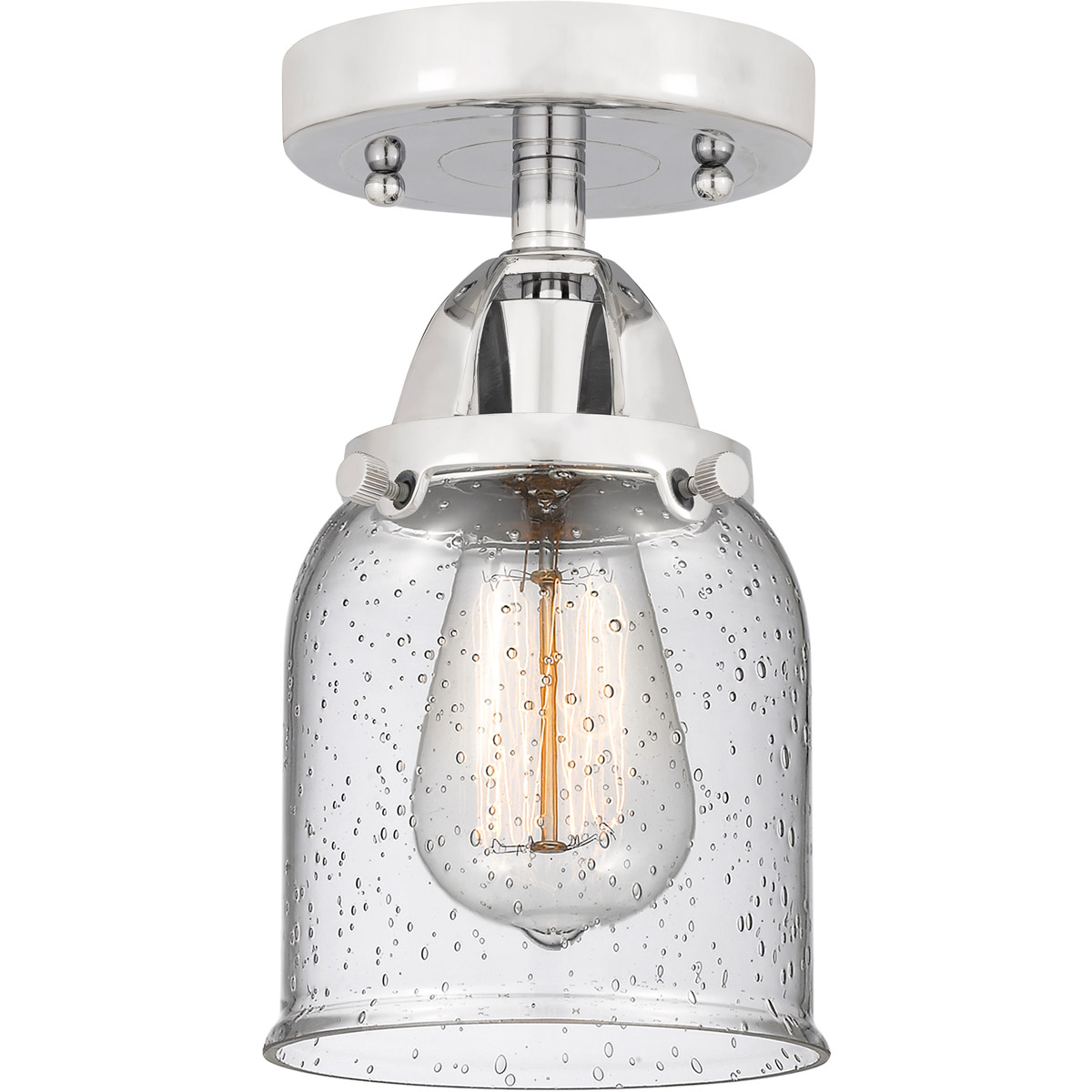 Innovations Lighting 288-1C-PC-G54 Nouveau 2 Small Bell 1 Light 5 inch Polished Chrome Semi-Flush Mount Ceiling Light in Seedy Glass