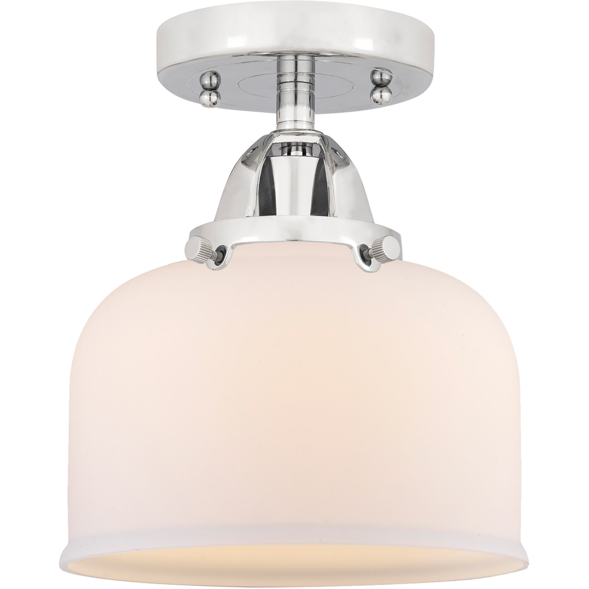 Innovations Lighting 288-1C-PC-G71-LED Nouveau 2 Large Bell LED 8 inch Polished Chrome Semi-Flush Mount Ceiling Light in Matte White Glass