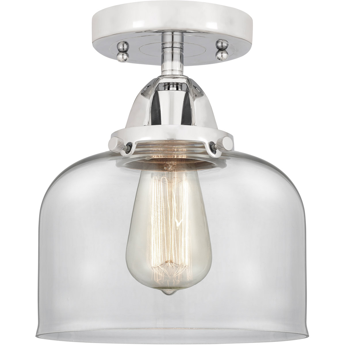 Innovations Lighting 288-1C-PC-G72-LED Nouveau 2 Large Bell LED 8 inch Polished Chrome Semi-Flush Mount Ceiling Light in Clear Glass